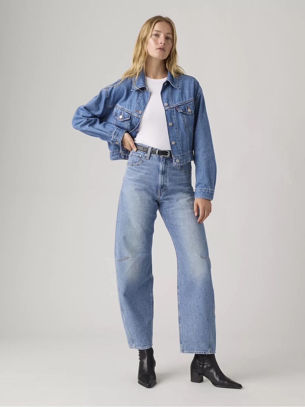 NWT Levi’s Cinch Barrel Leg Jeans Size 27 High Rise, 100% Cotton - Picture 2 of 15